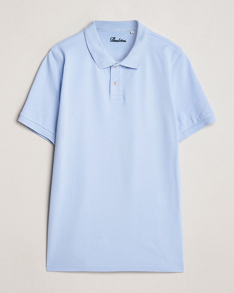 Herren | Poloshirts | Stenströms | Organic Cotton Piquet Polo Shirt Light Blue