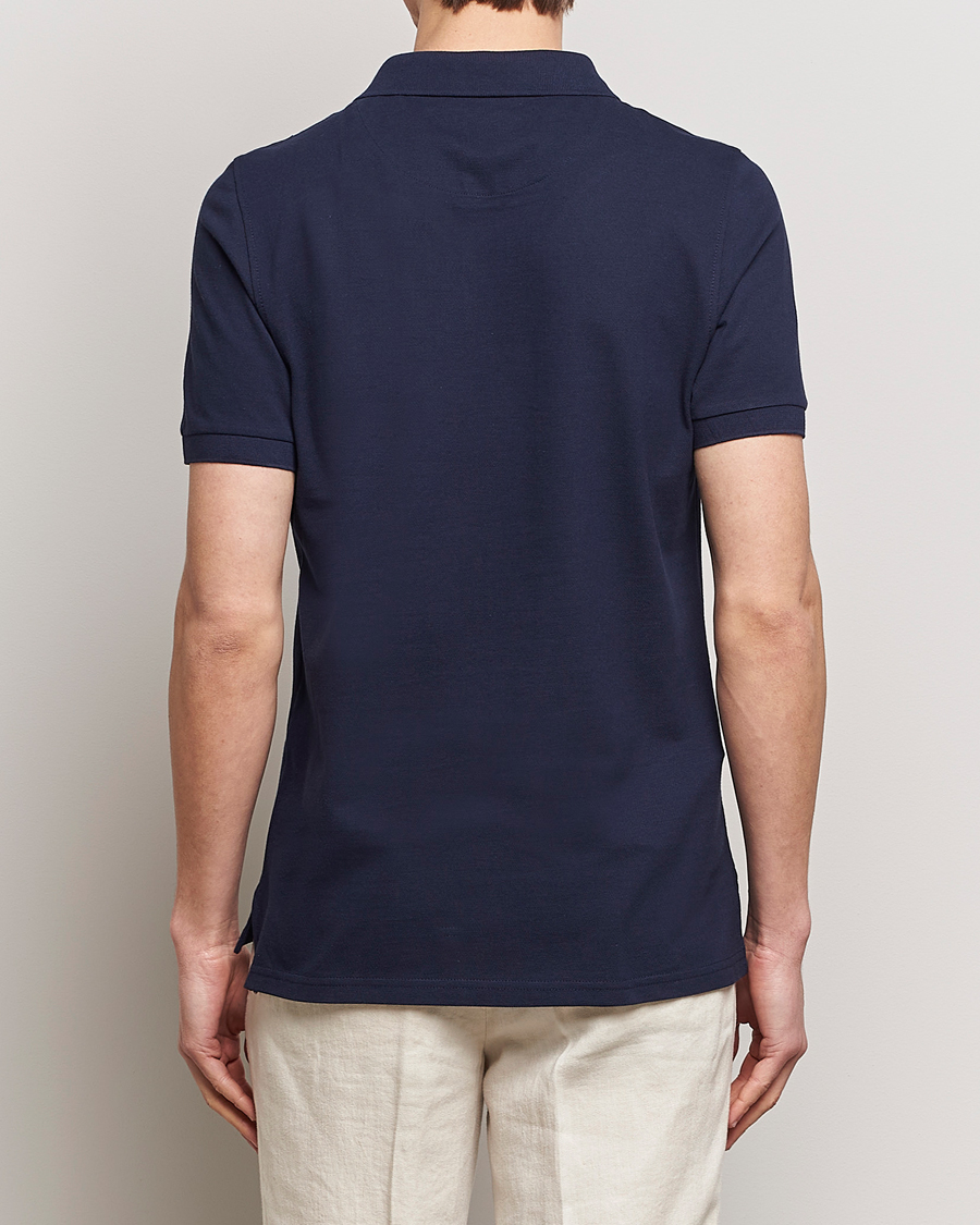 Herren | Poloshirts | Stenströms | Organic Cotton Piquet Polo Shirt Navy