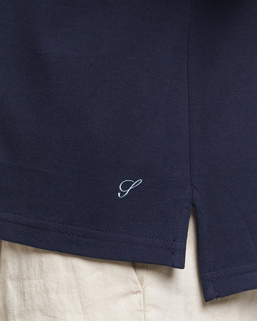 Herren | Poloshirts | Stenströms | Organic Cotton Piquet Polo Shirt Navy