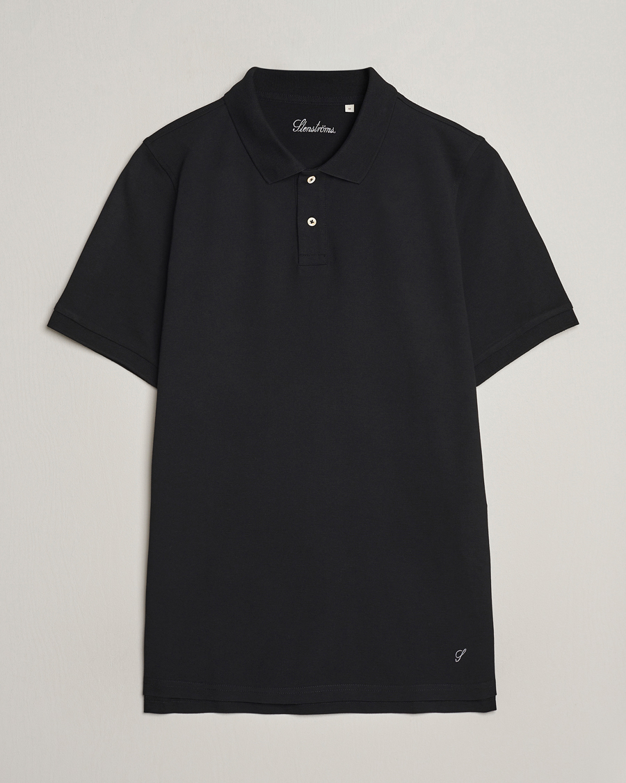Herren | Poloshirts | Stenströms | Organic Cotton Piquet Polo Shirt Black