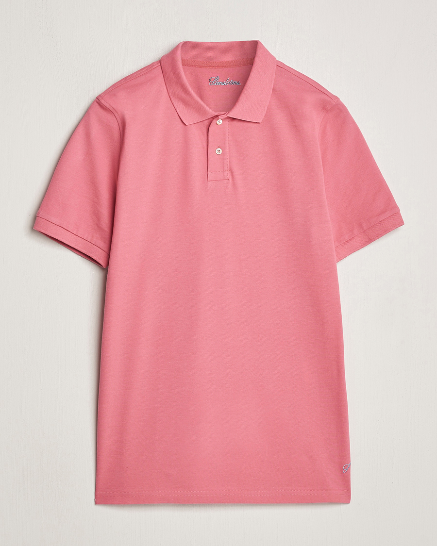 Herren | Poloshirts | Stenströms | Organic Cotton Piquet Polo Shirt Rasperry