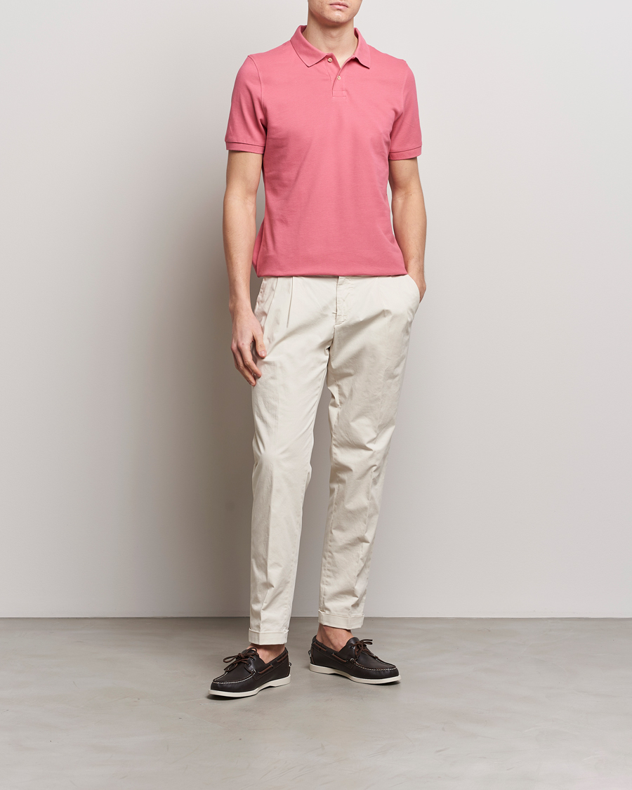 Herren | Poloshirts | Stenströms | Organic Cotton Piquet Polo Shirt Rasperry
