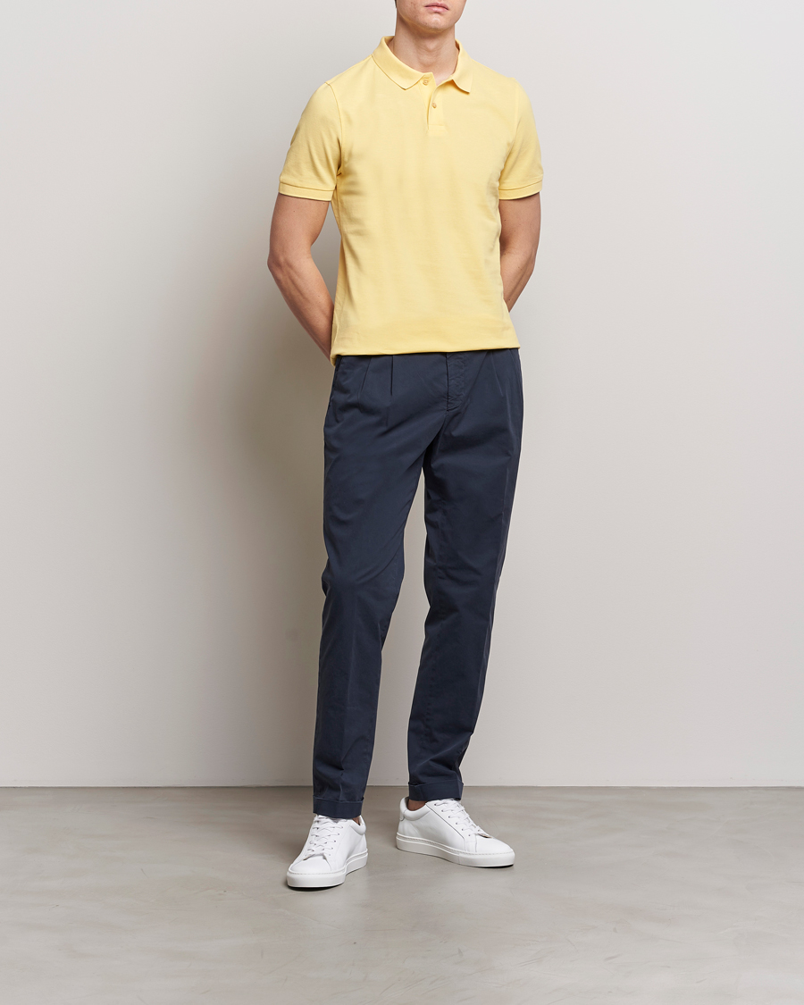 Herren | Poloshirts | Stenströms | Organic Cotton Piquet Polo Shirt Yellow