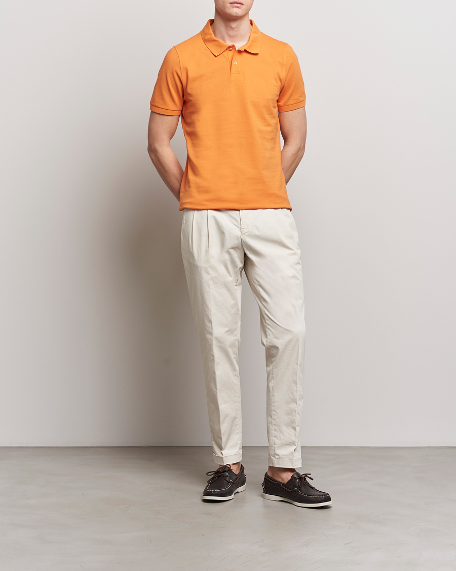 Herren | Poloshirts | Stenströms | Organic Cotton Piquet Polo Shirt Orange