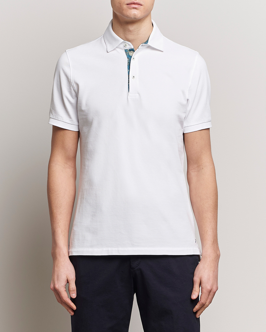Herren | Kleidung | Stenströms | Cotton Pique Contrast Polo Shirt White