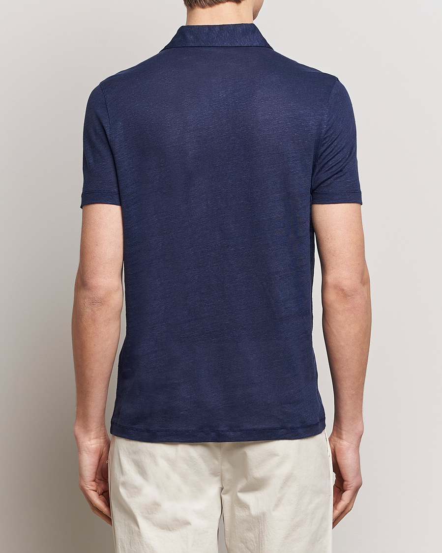 Herren | Poloshirts | Stenströms | Linen Polo Shirt Navy