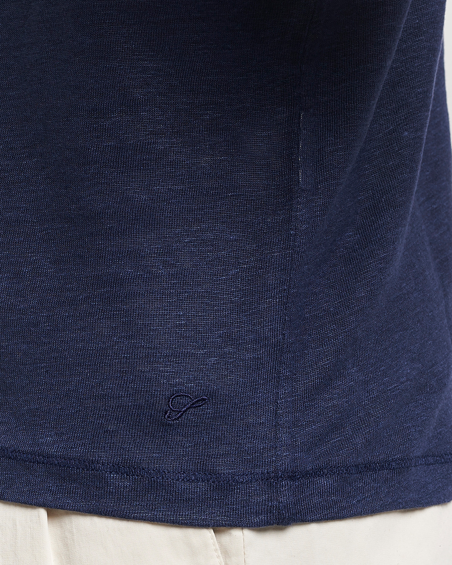 Herren | Poloshirts | Stenströms | Linen Polo Shirt Navy