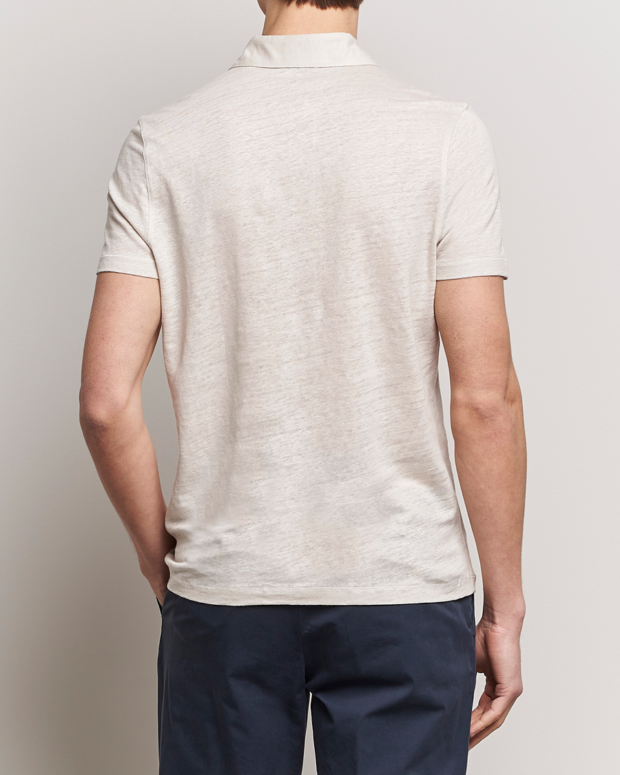 Herren | Poloshirts | Stenströms | Linen Polo Shirt Beige