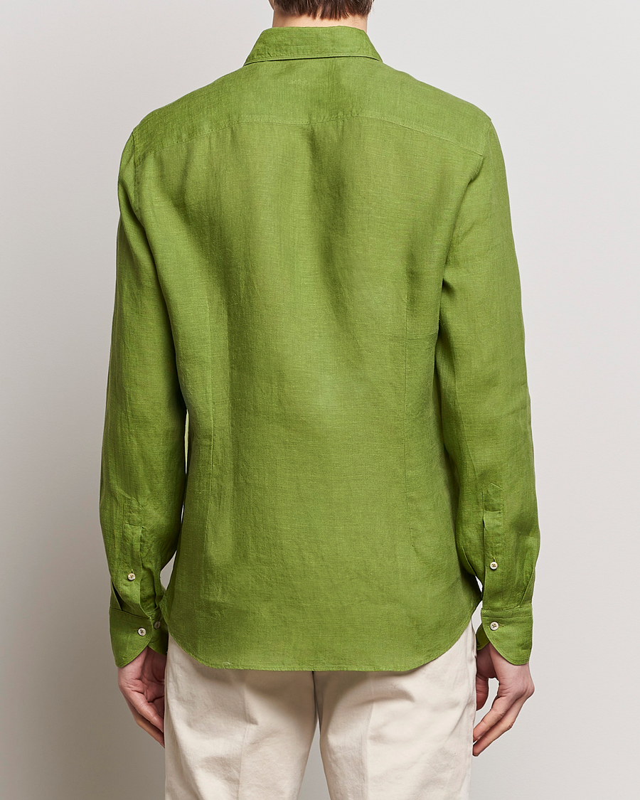 Herren | Hemden | Stenströms | Slimline Cut Away Linen Shirt Green