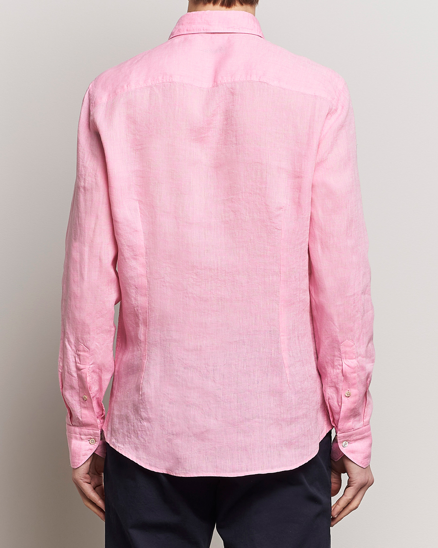 Herren | Hemden | Stenströms | Slimline Cut Away Linen Shirt Pink