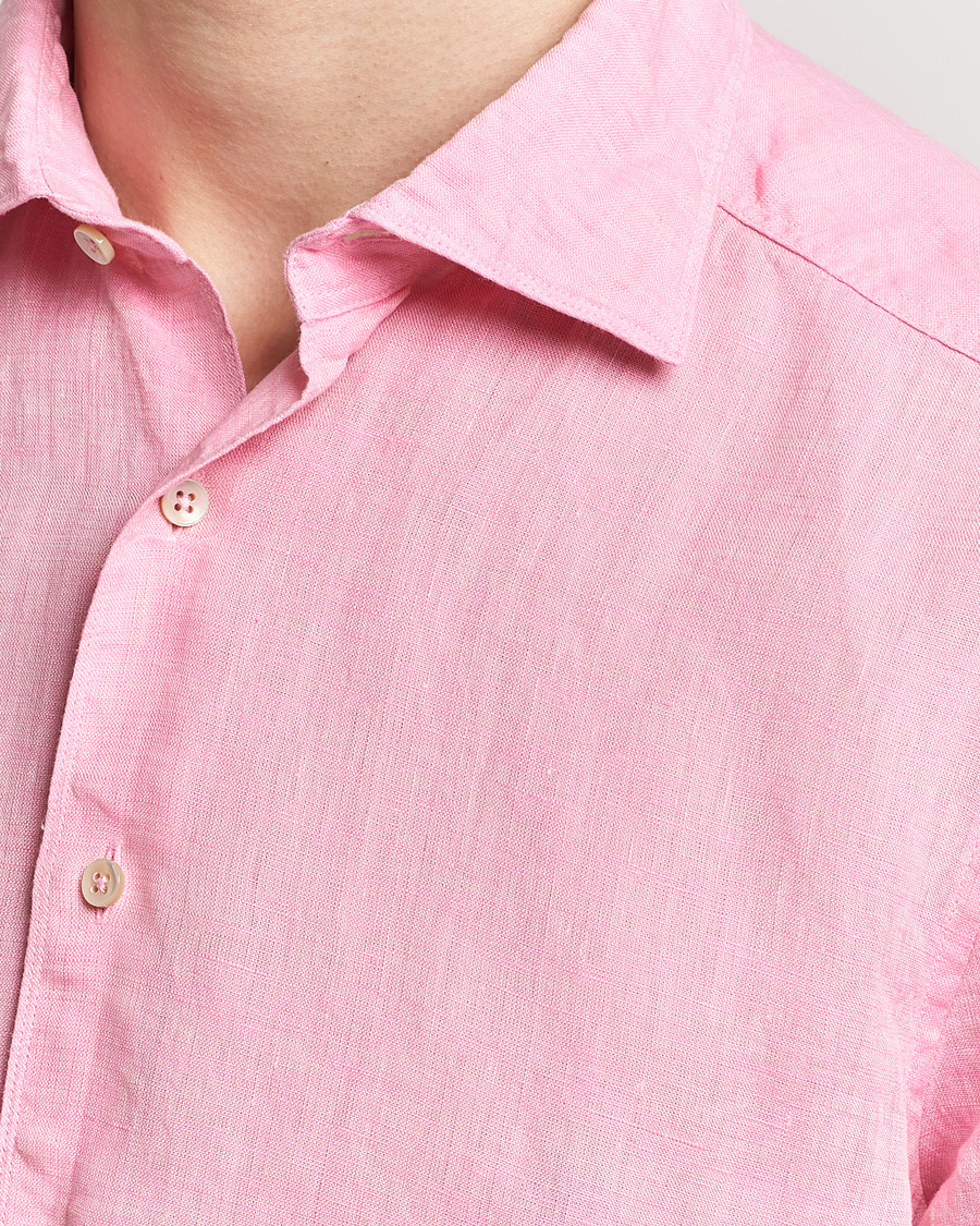 Herren | Hemden | Stenströms | Slimline Cut Away Linen Shirt Pink
