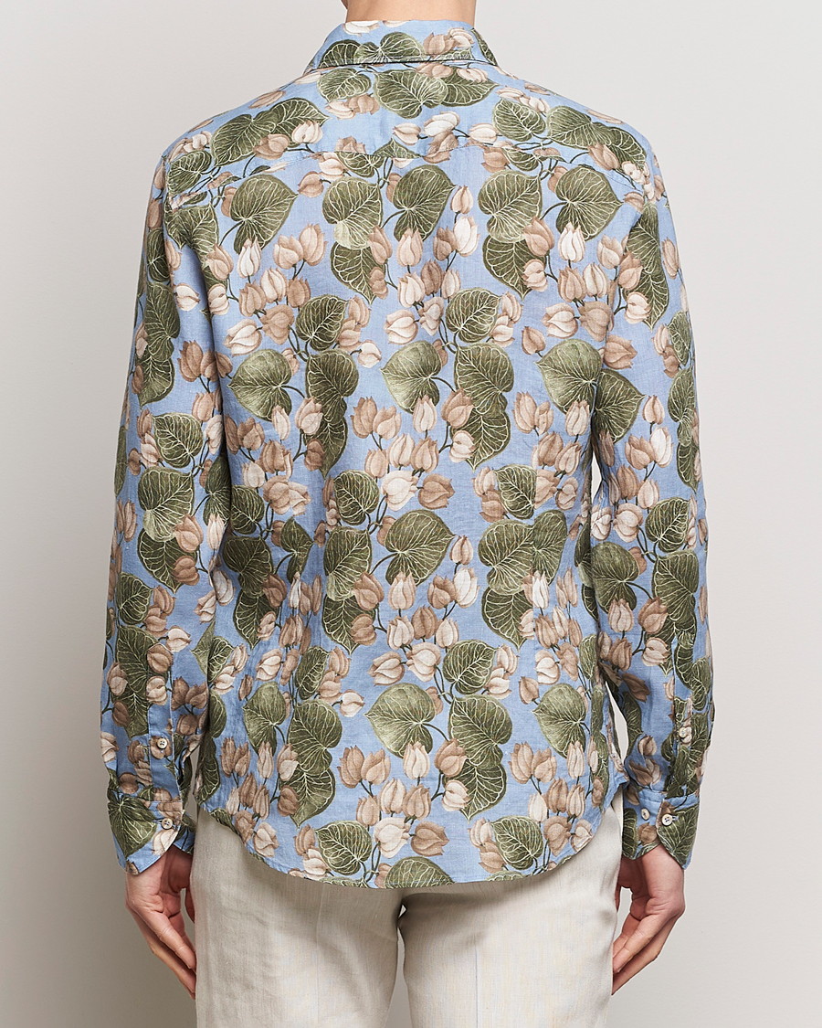 Herren | Hemden | Stenströms | Slimline Cut Away Printed Flower Linen Shirt Multi