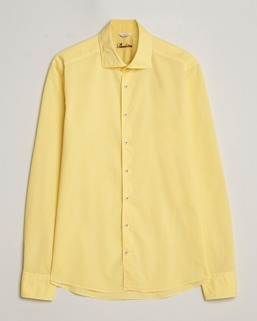 Herren | Hemden | Stenströms | Slimline Washed Summer Poplin Shirt Yellow