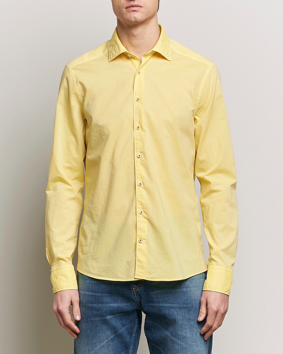 Herren | Hemden | Stenströms | Slimline Washed Summer Poplin Shirt Yellow