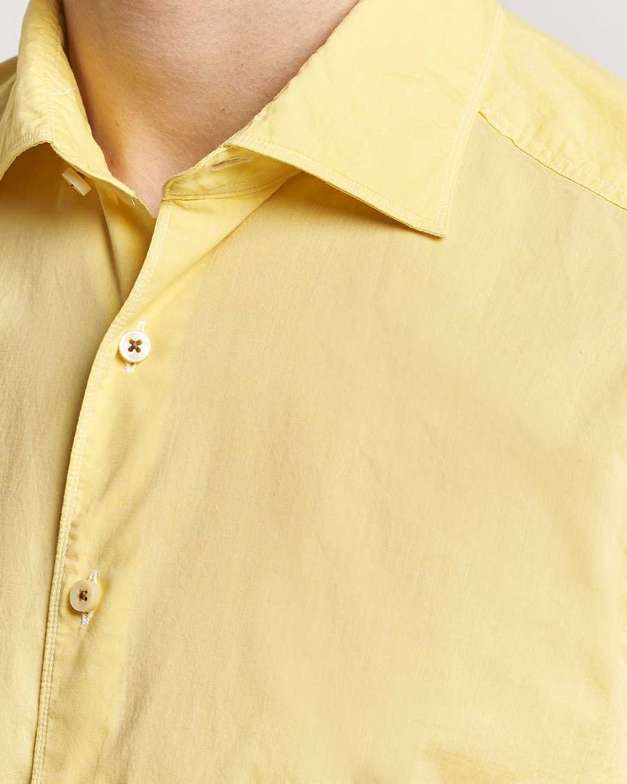 Herren | Hemden | Stenströms | Slimline Washed Summer Poplin Shirt Yellow