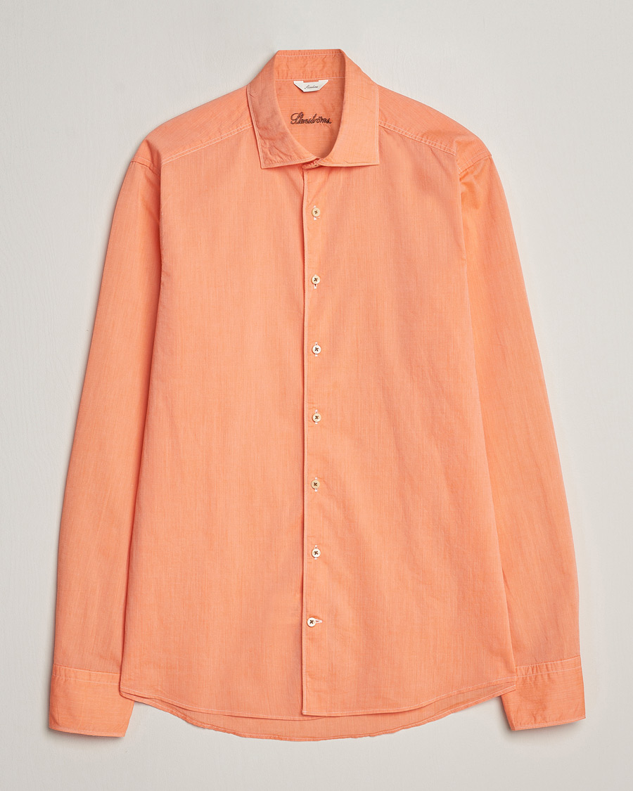 Herren | Hemden | Stenströms | Slimline Washed Summer Poplin Shirt Orange