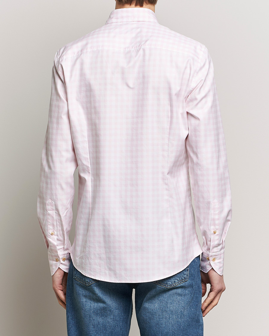 Herren | Hemden | Stenströms | Slimline Checked Washed Cotton Shirt Pink
