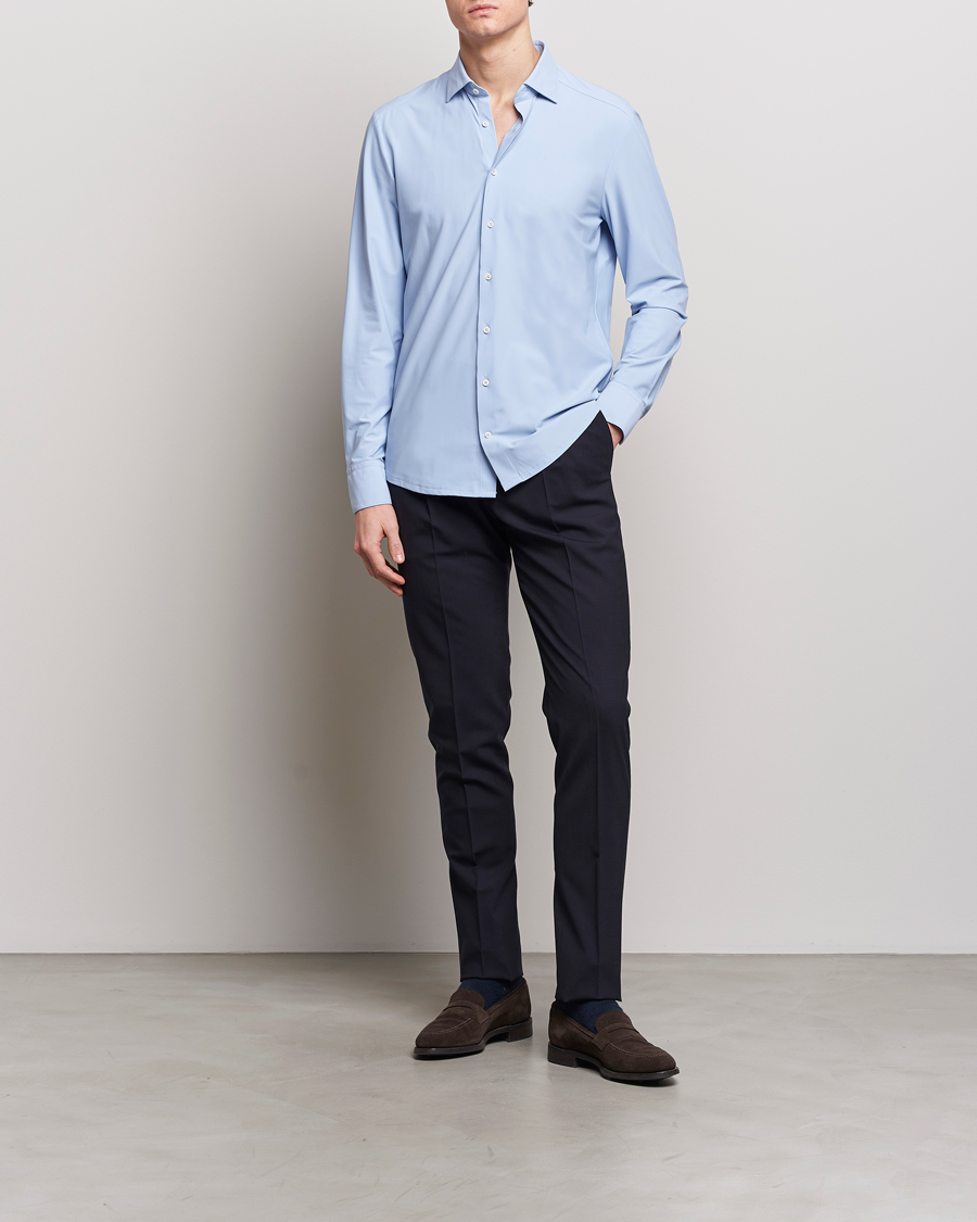 Herren | Hemden | Stenströms | Slimline Cut Away 4-Way Stretch Shirt Light Blue