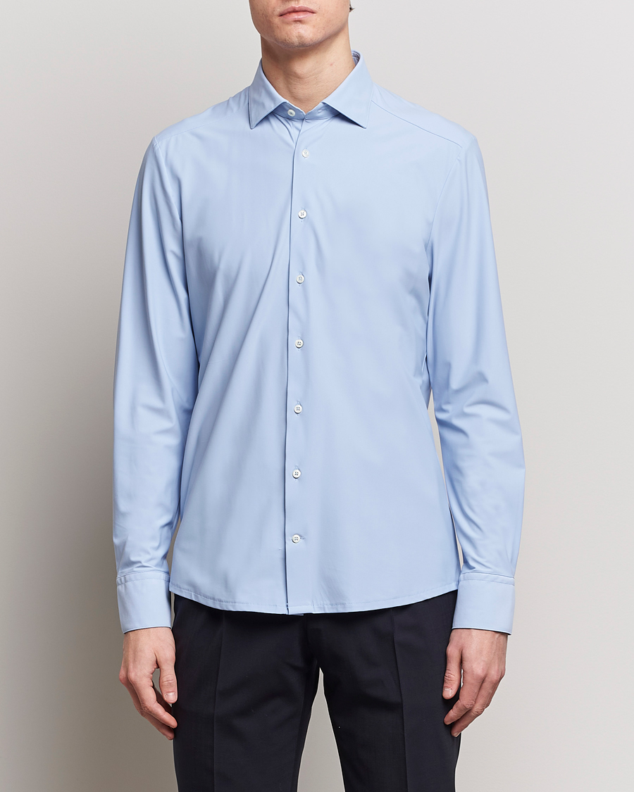 Herren | Hemden | Stenströms | Slimline Cut Away 4-Way Stretch Shirt Light Blue
