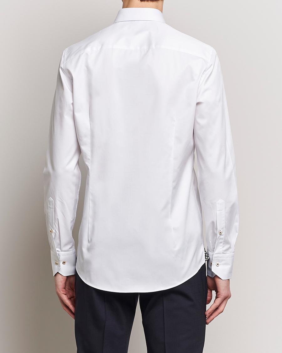 Herren | Hemden | Stenströms | Slimline Cut Away Circle Contrast Shirt White