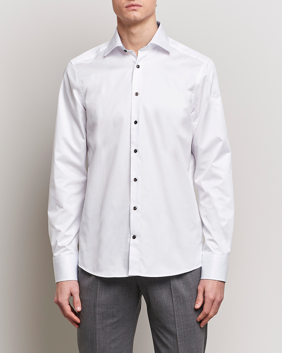 Herren | Hemden | Stenströms | Slimline Cut Away Contrast Shirt White