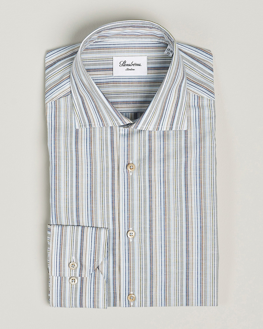 Herren | Hemden | Stenströms | Slimline Multi Stripe Cut Away Shirt Multi