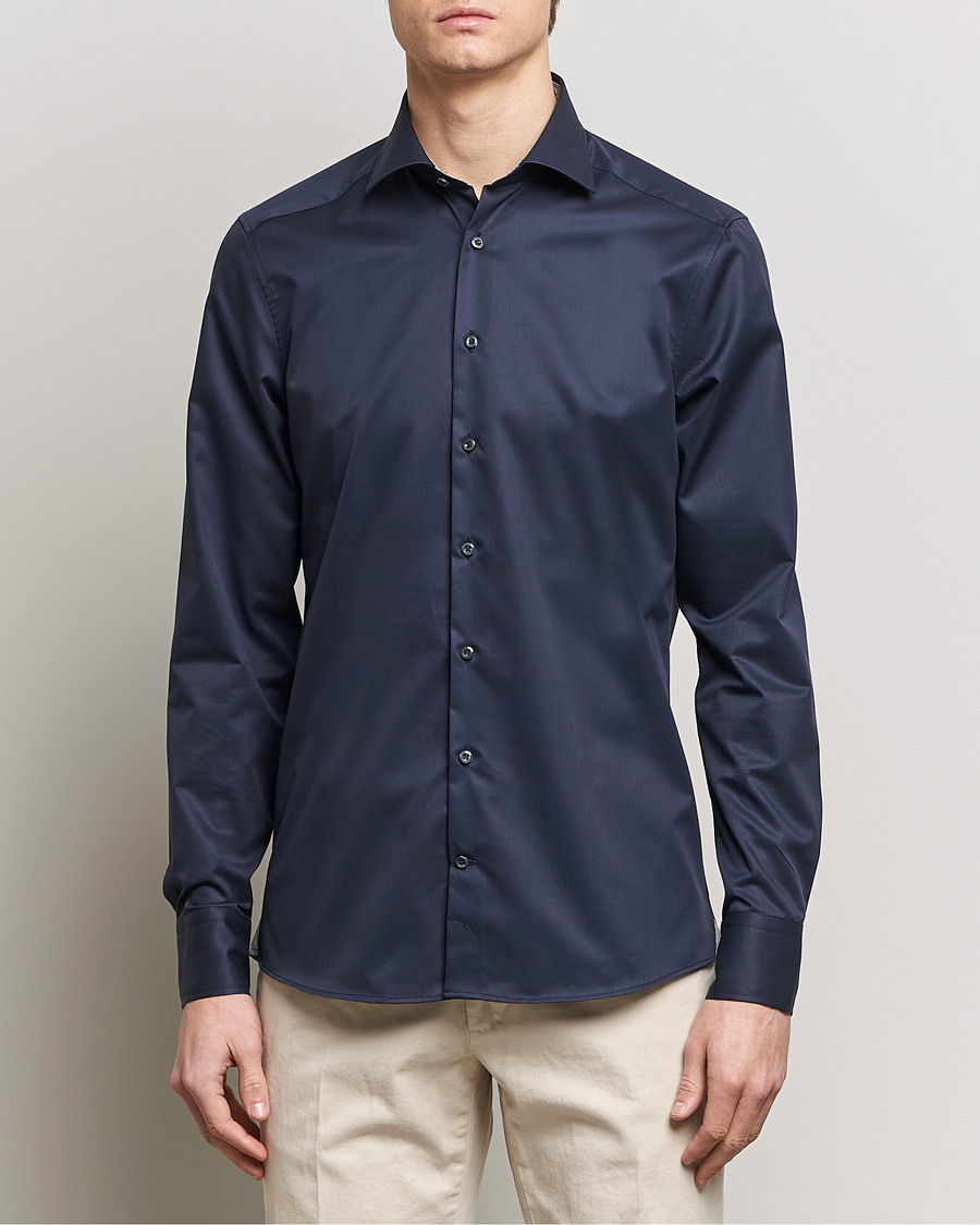 Herren | Businesshemden | Stenströms | Slimline Multi Stripe Contrast Cut Away Shirt Navy