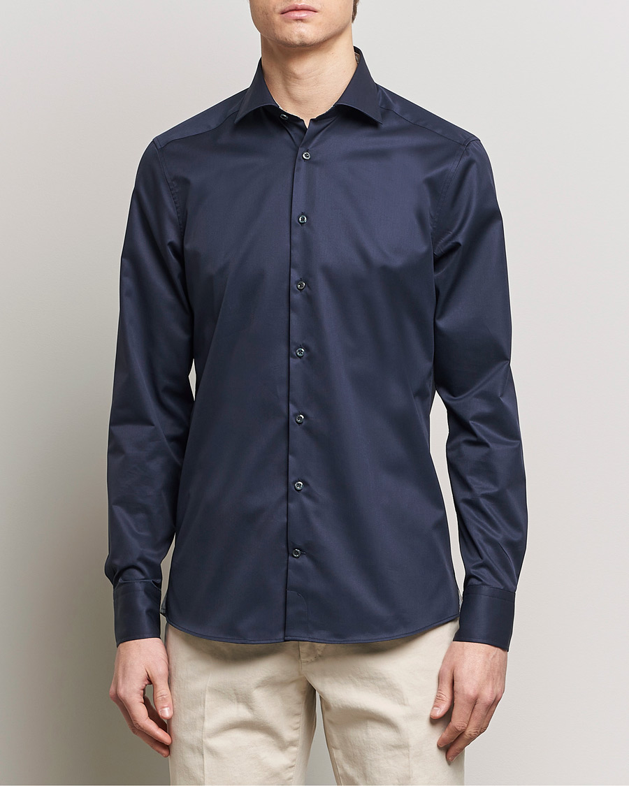 Herren | Hemden | Stenströms | Slimline Multi Stripe Contrast Cut Away Shirt Navy