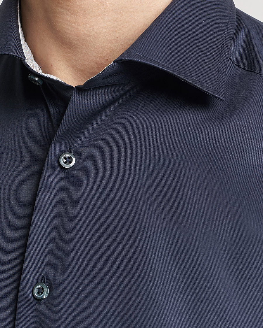 Herren | Hemden | Stenströms | Slimline Multi Stripe Contrast Cut Away Shirt Navy