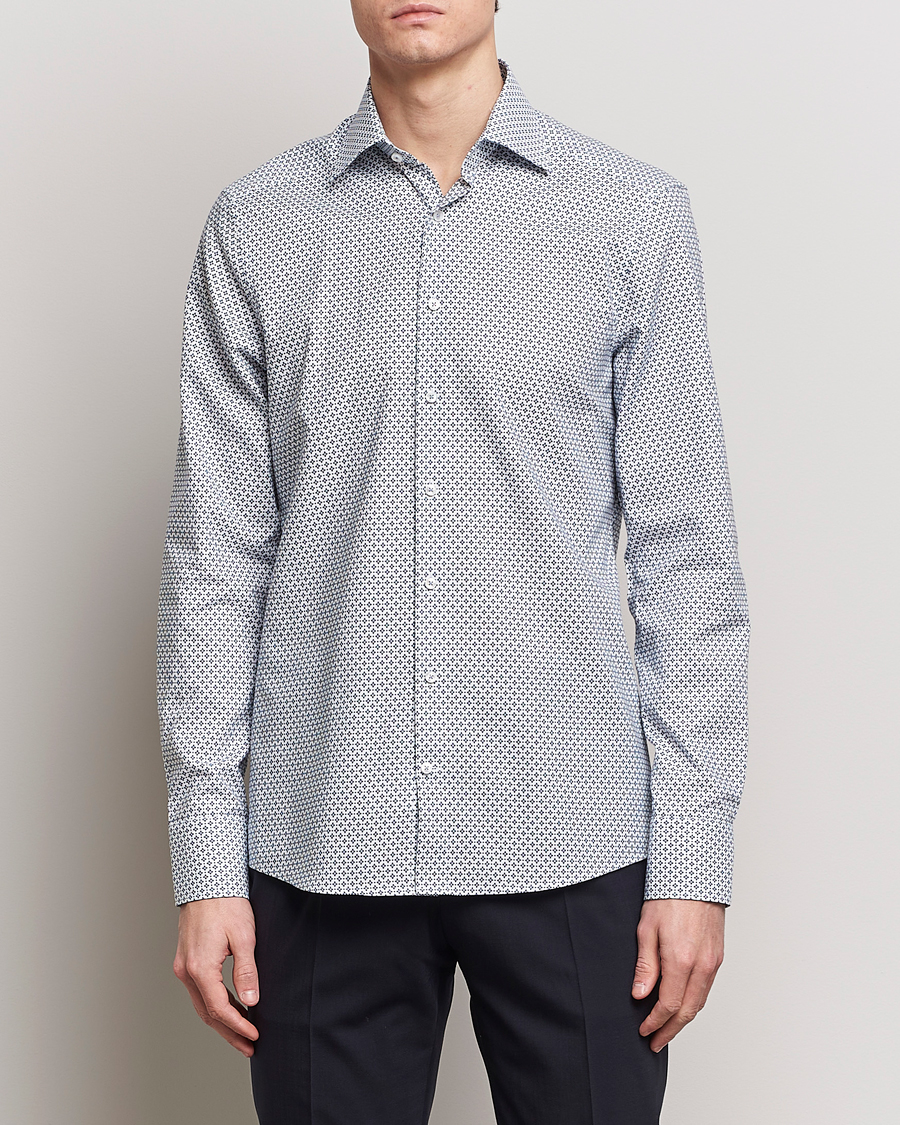 Herren | Hemden | Stenströms | Slimline Cut Away All Over Print Shirt White