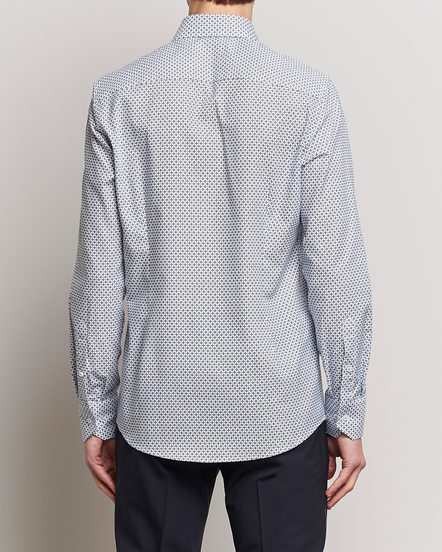 Herren | Hemden | Stenströms | Slimline Cut Away All Over Print Shirt White