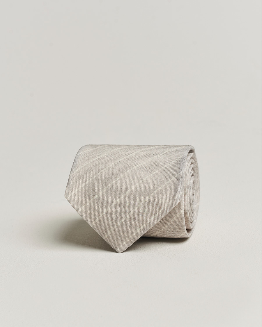 Herren | Stenströms Striped Cotton/Wool Tie Grey | Stenströms | Striped Cotton/Wool Tie Grey