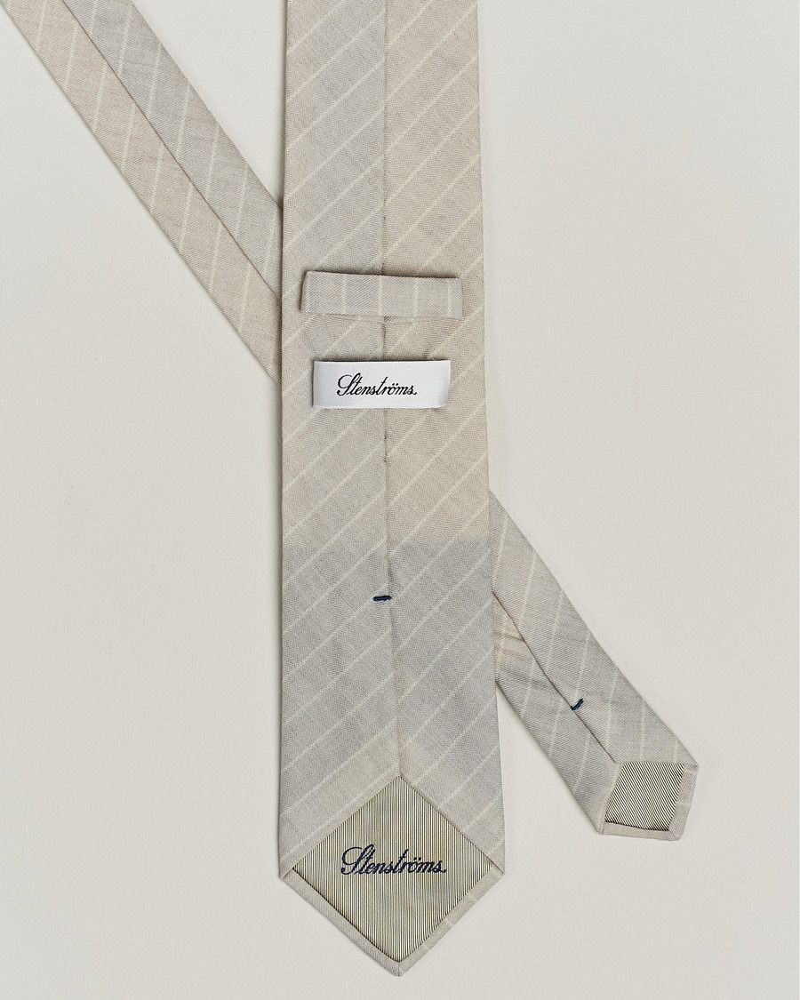 Herren | Stenströms Striped Cotton/Wool Tie Grey | Stenströms | Striped Cotton/Wool Tie Grey
