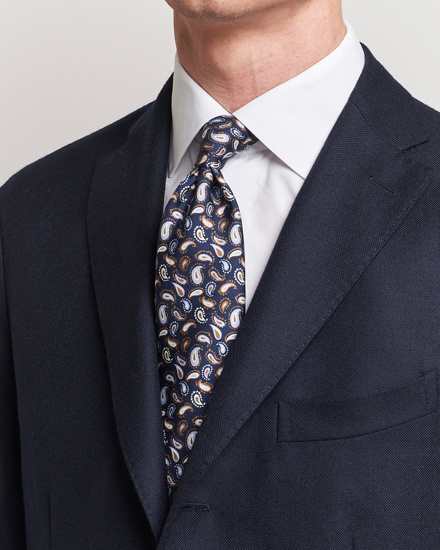 Herren | Stenströms Paisley Silk Tie Navy | Stenströms | Paisley Silk Tie Navy