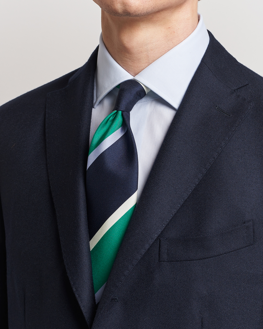 Herren | Stenströms Multi Striped Silk Tie Navy | Stenströms | Multi Striped Silk Tie Navy