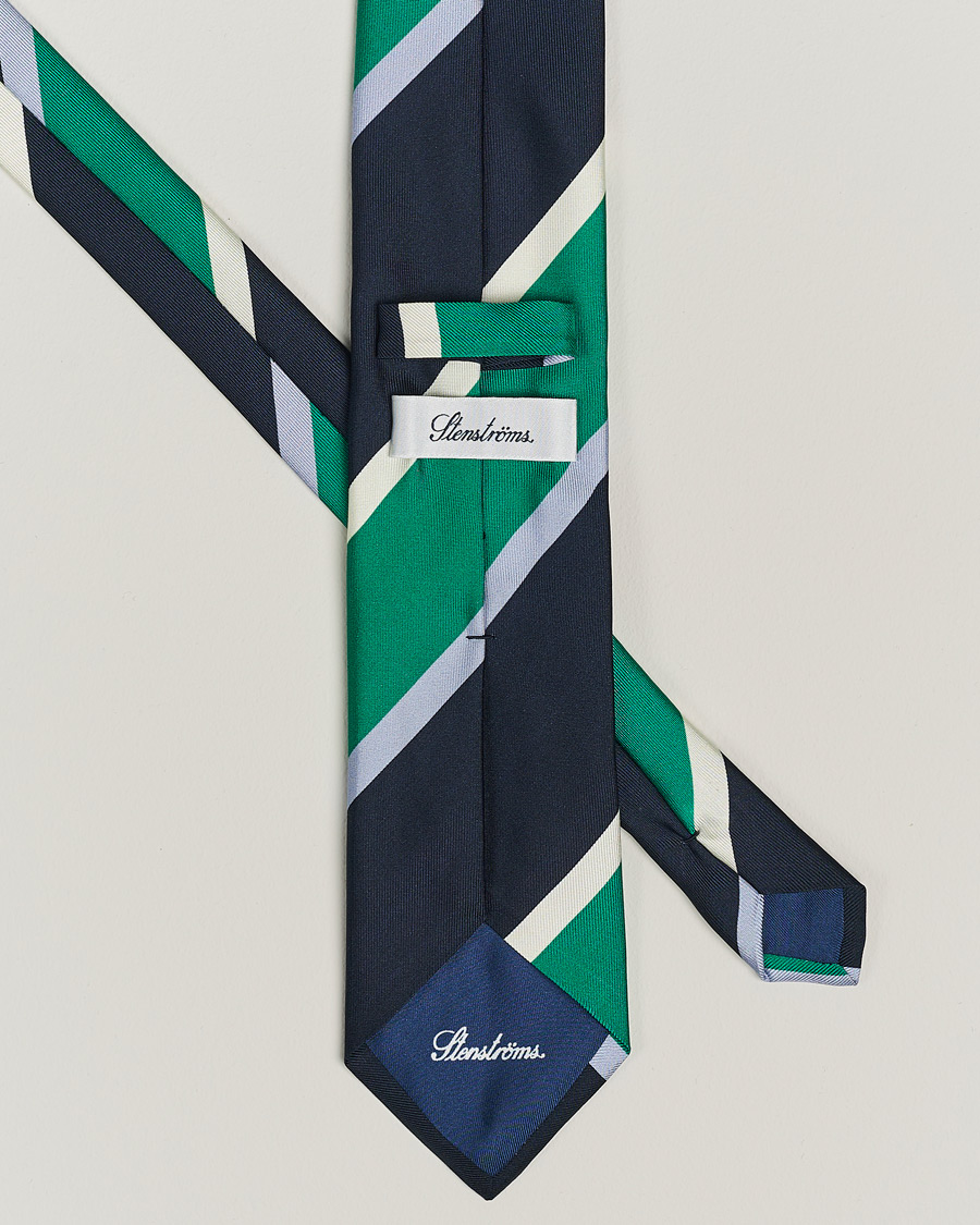 Herren | Stenströms Multi Striped Silk Tie Navy | Stenströms | Multi Striped Silk Tie Navy