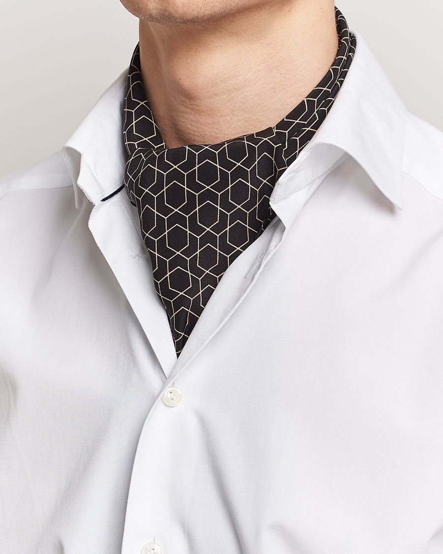 Herren | Stenströms Silk Printed Ascot Brown | Stenströms | Silk Printed Ascot Brown