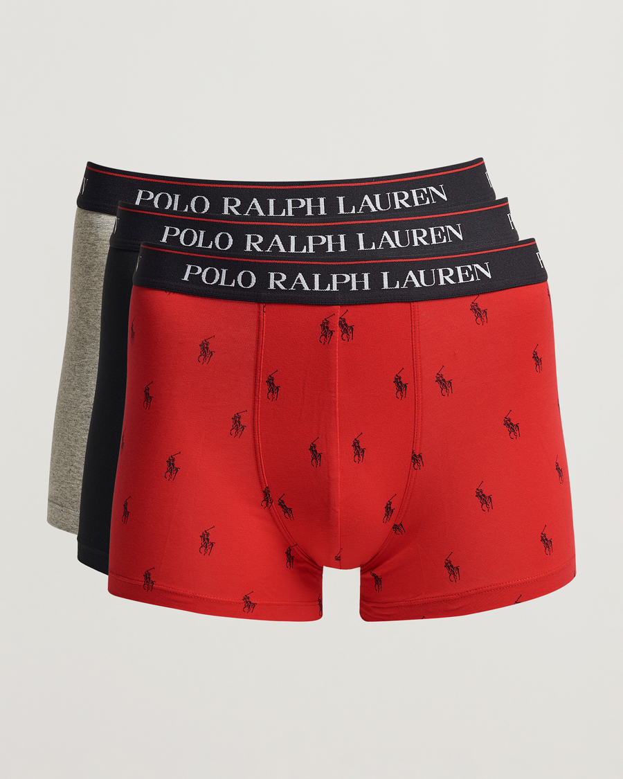Herren | Unterwäsche | Polo Ralph Lauren | 3-Pack Cotton Stretch Trunk Heather/Red PP/Black