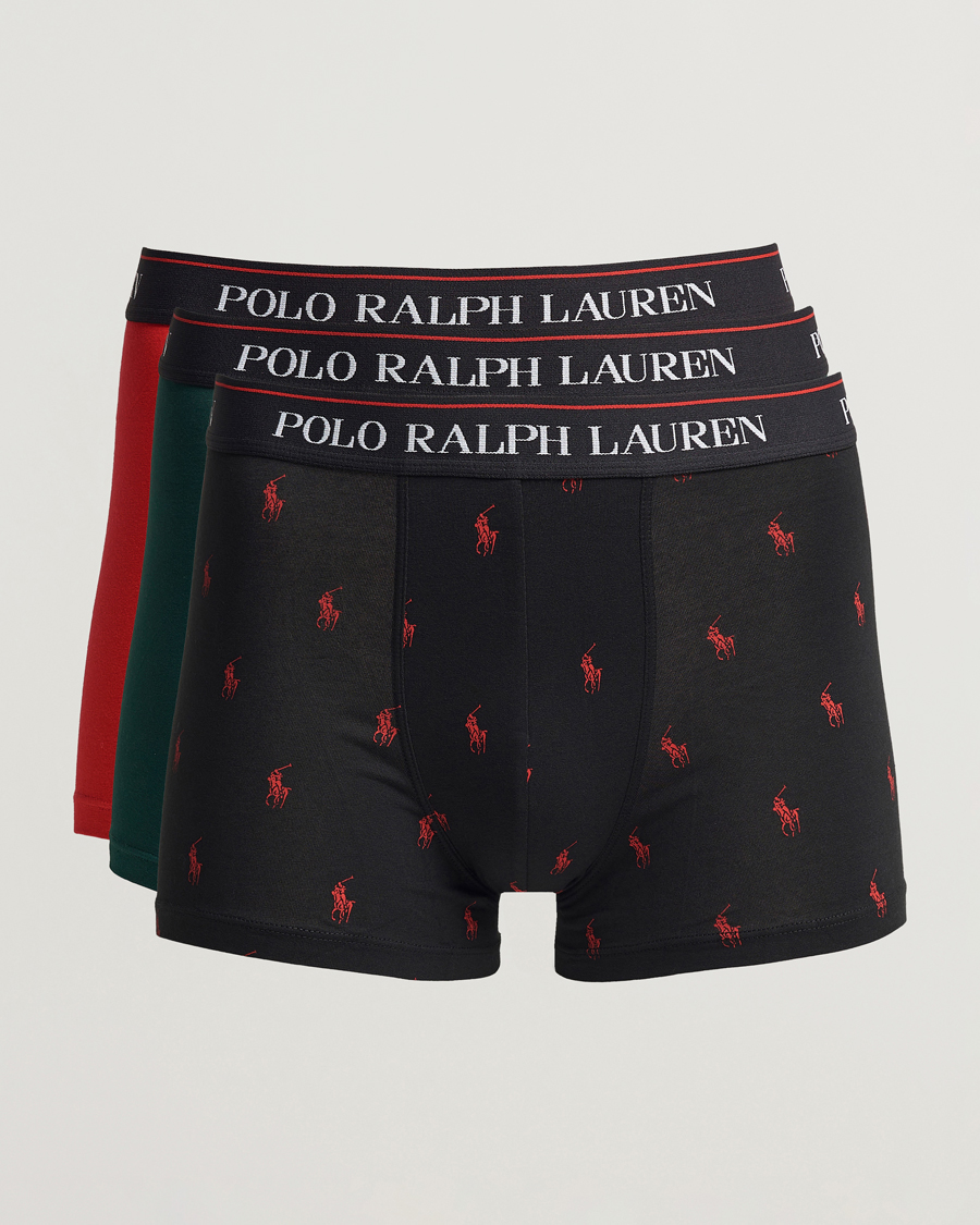 Herren | Unterwäsche | Polo Ralph Lauren | 3-Pack Cotton Stretch Trunk Red/Black PP/Hunter Green