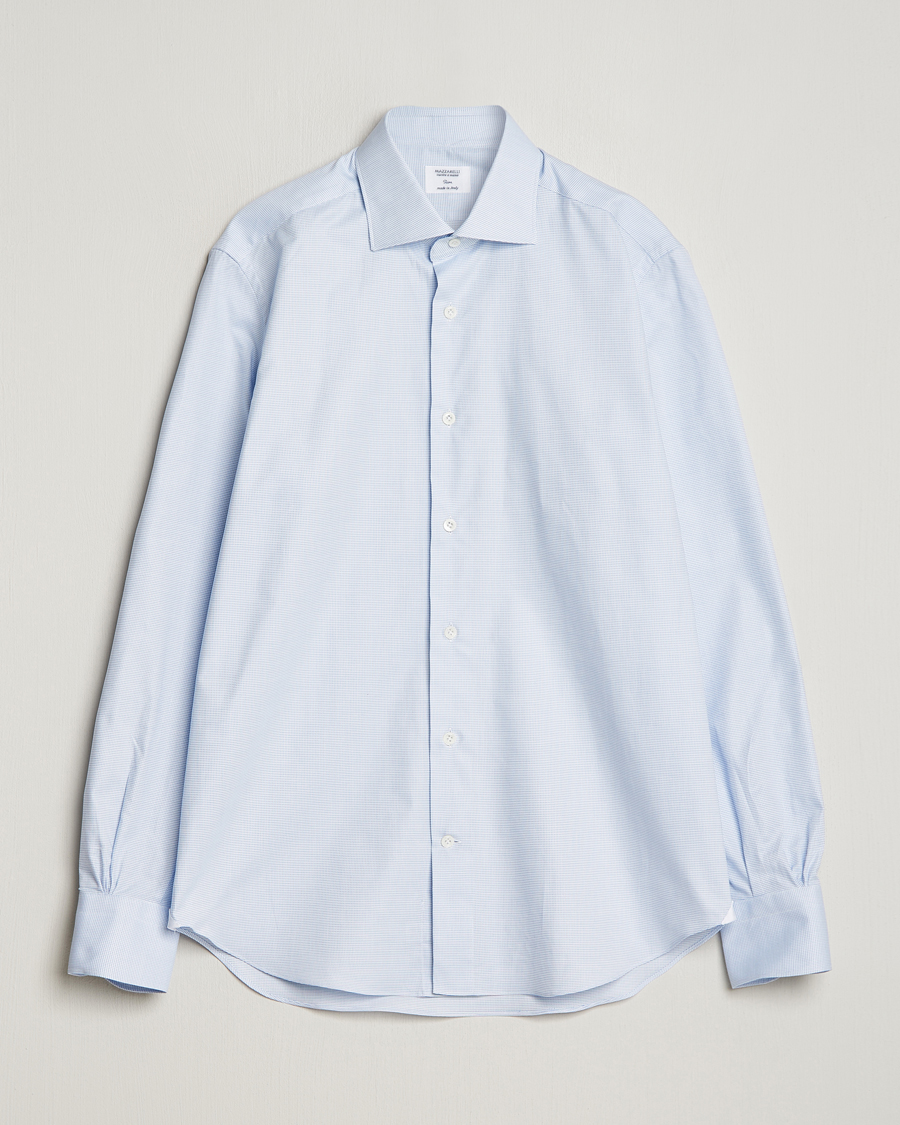 Herren | Hemden | Mazzarelli | Soft Cotton Cut Away Shirt Light Blue