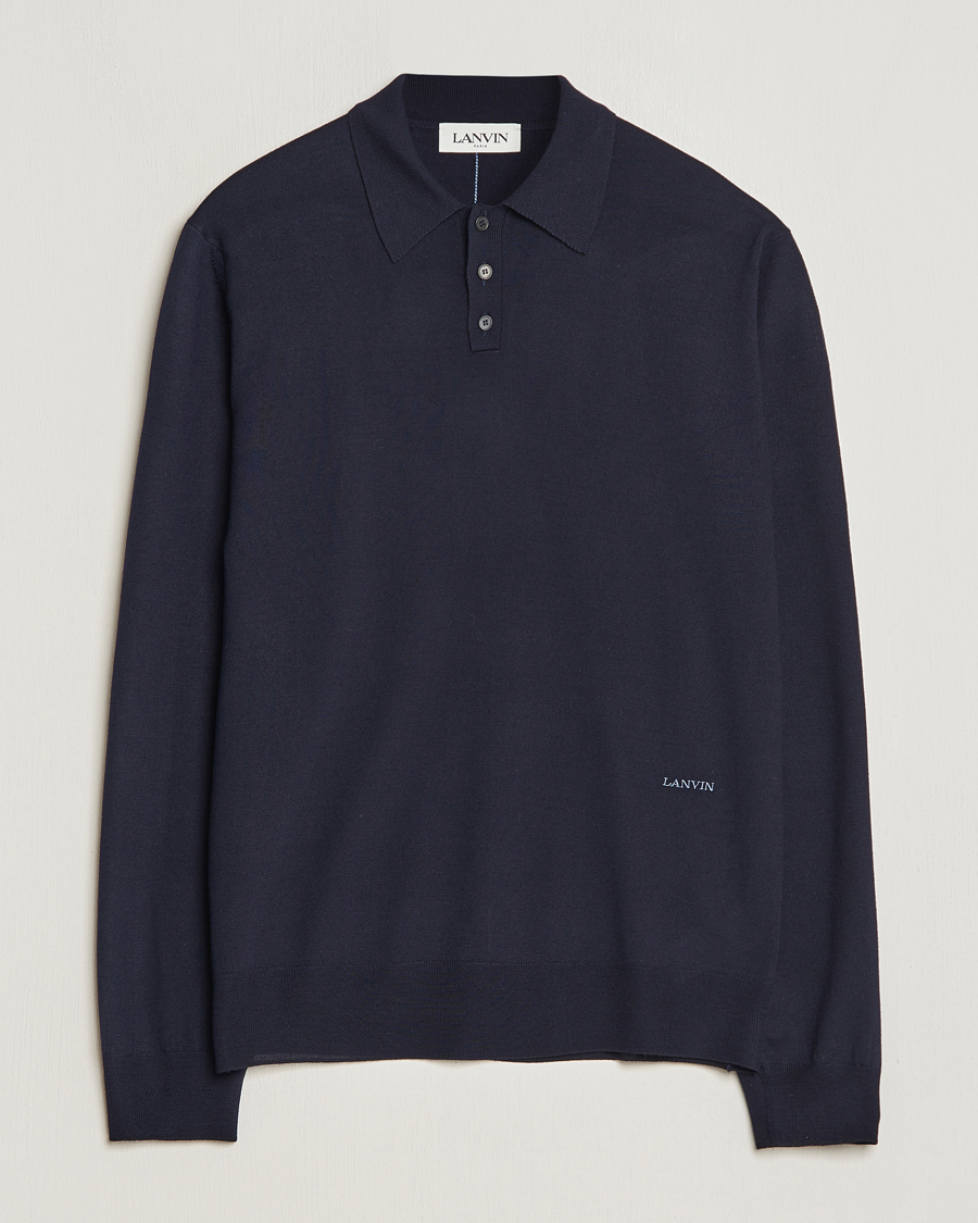 Herren | Pullover | Lanvin | Merino Wool Knitted Polo Thunder