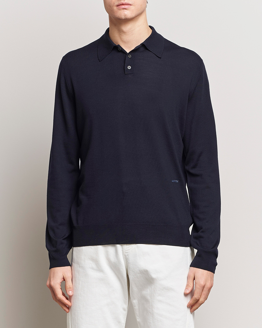 Herren | Pullover | Lanvin | Merino Wool Knitted Polo Thunder