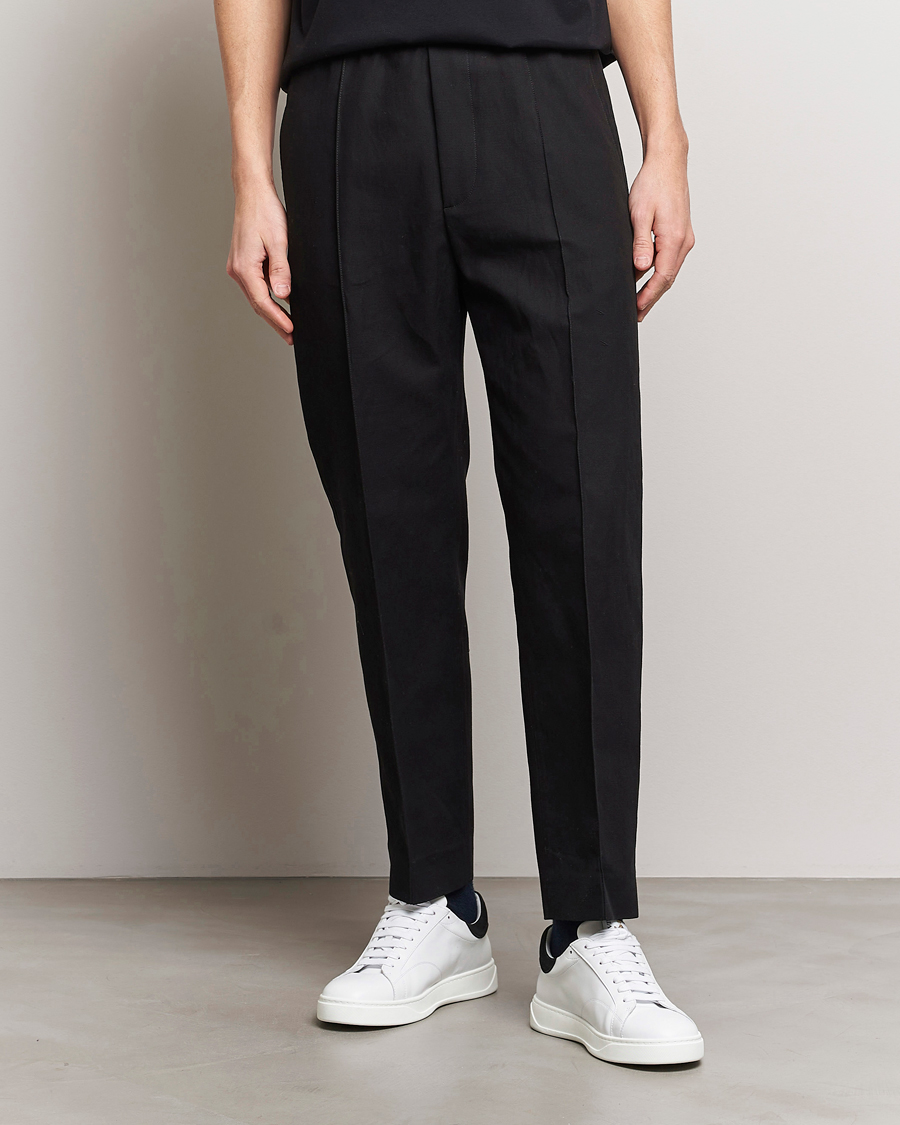 Herren | Lanvin | Lanvin | Cotton/Linen Drawstring Trousers Black