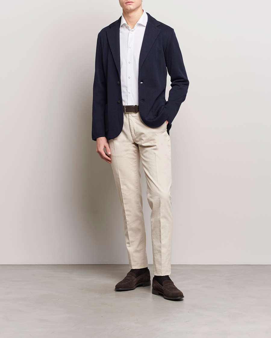 Herren | Sakkos | Lardini | Knitted Wool Blazer Navy