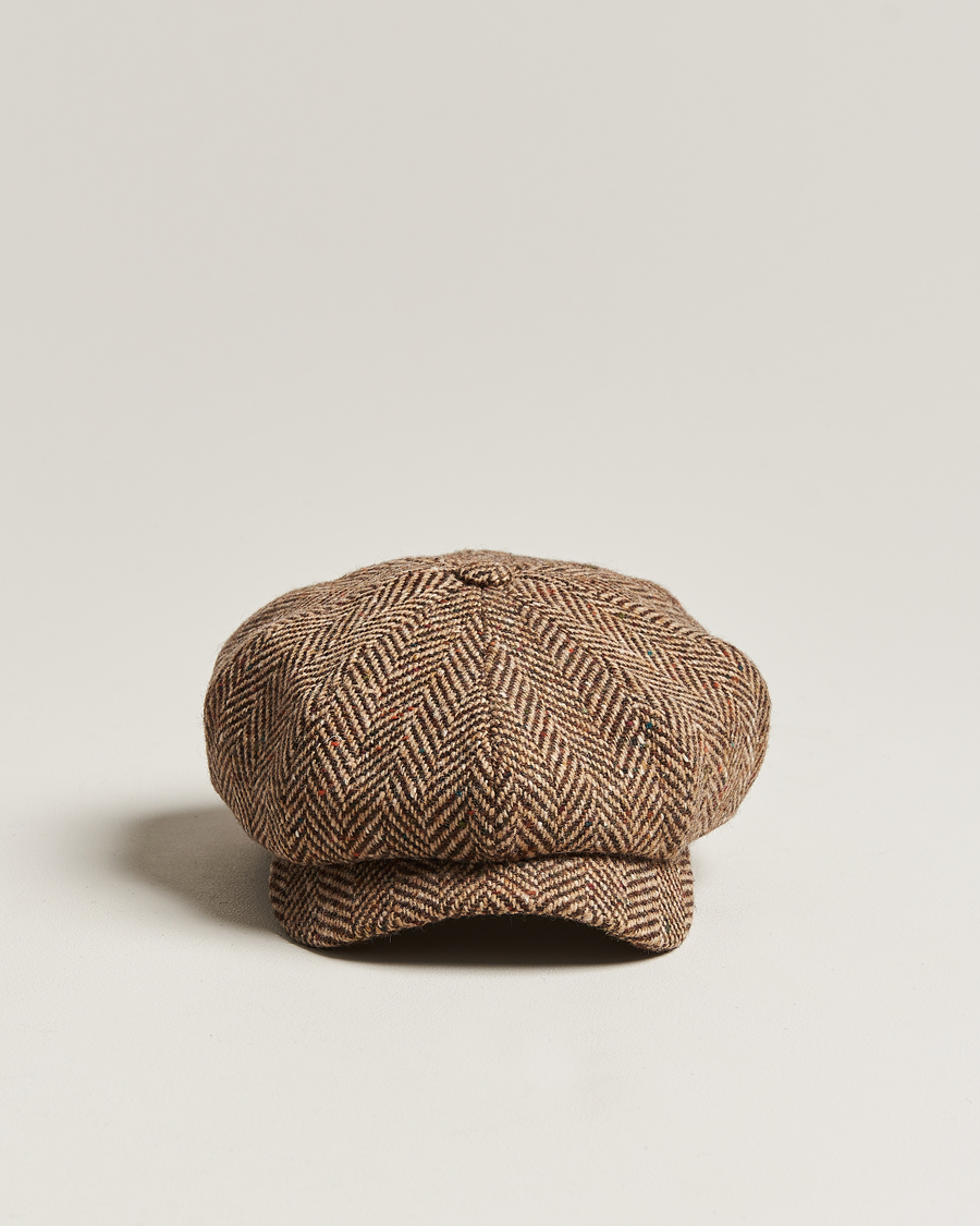 Herren | Hüte & Mützen | Wigéns | Newsboy Retro Donegal Wool Light Brown