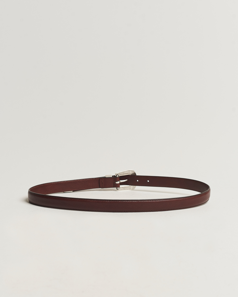 Herren |  | Anderson's | Grained Western Leather Belt 2,5 cm Dark Brown