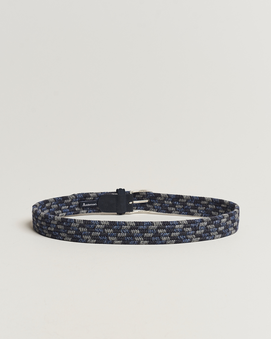 Herren | Anderson's Braided Wool Belt Navy Multi | Anderson's | Braided Wool Belt Navy Multi
