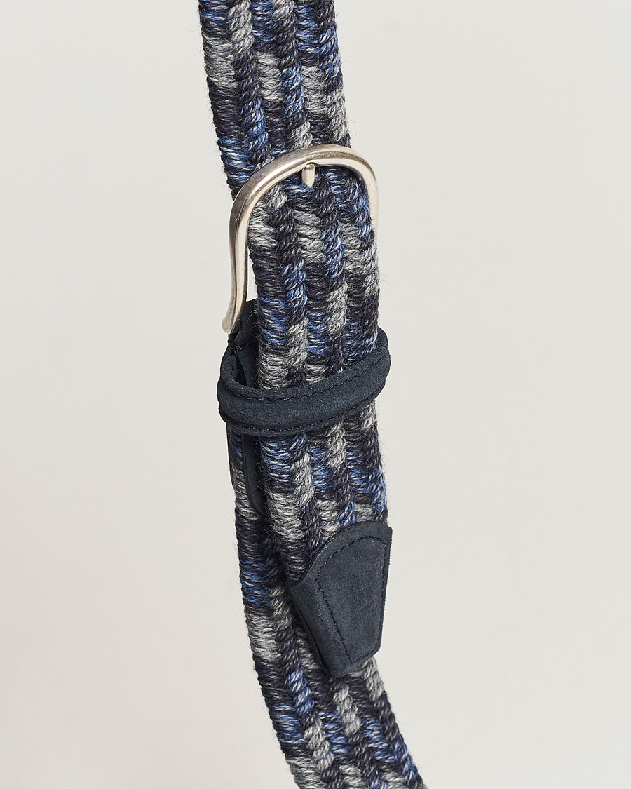 Herren | Anderson's Braided Wool Belt Navy Multi | Anderson's | Braided Wool Belt Navy Multi