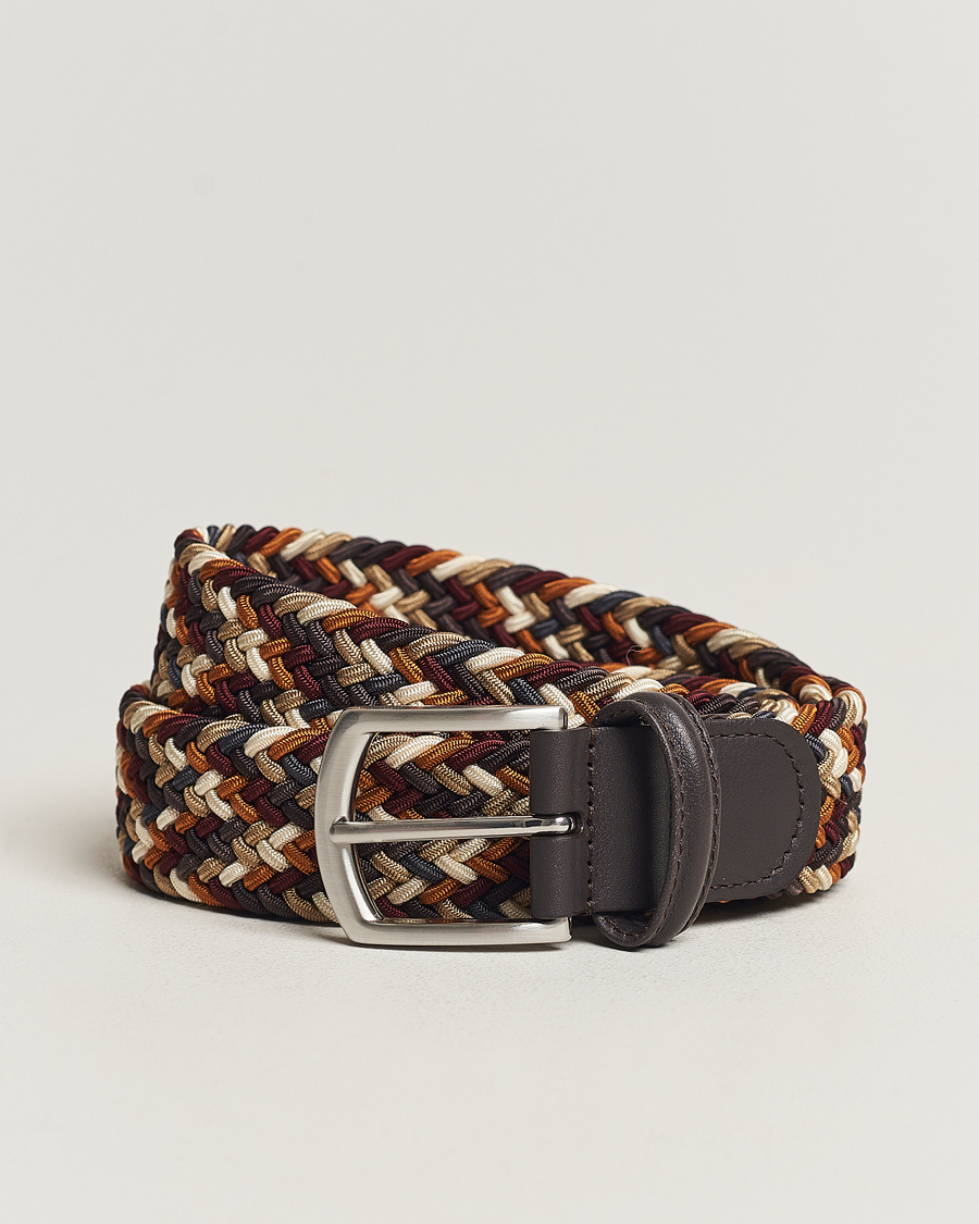 Herren | Anderson's Stretch Woven 3,5 cm Belt Multi Brown | Anderson's | Stretch Woven 3,5 cm Belt Multi Brown