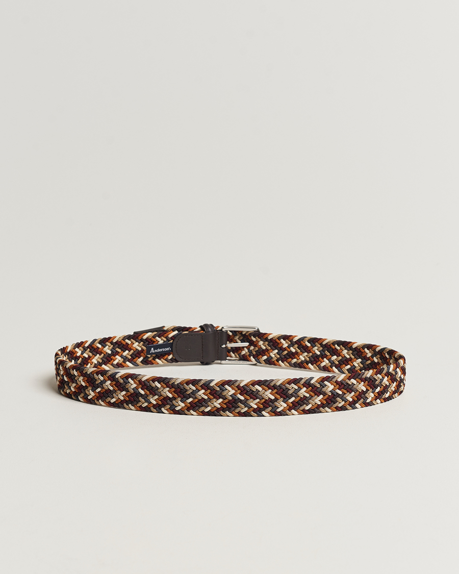 Herren | Anderson's Stretch Woven 3,5 cm Belt Multi Brown | Anderson's | Stretch Woven 3,5 cm Belt Multi Brown